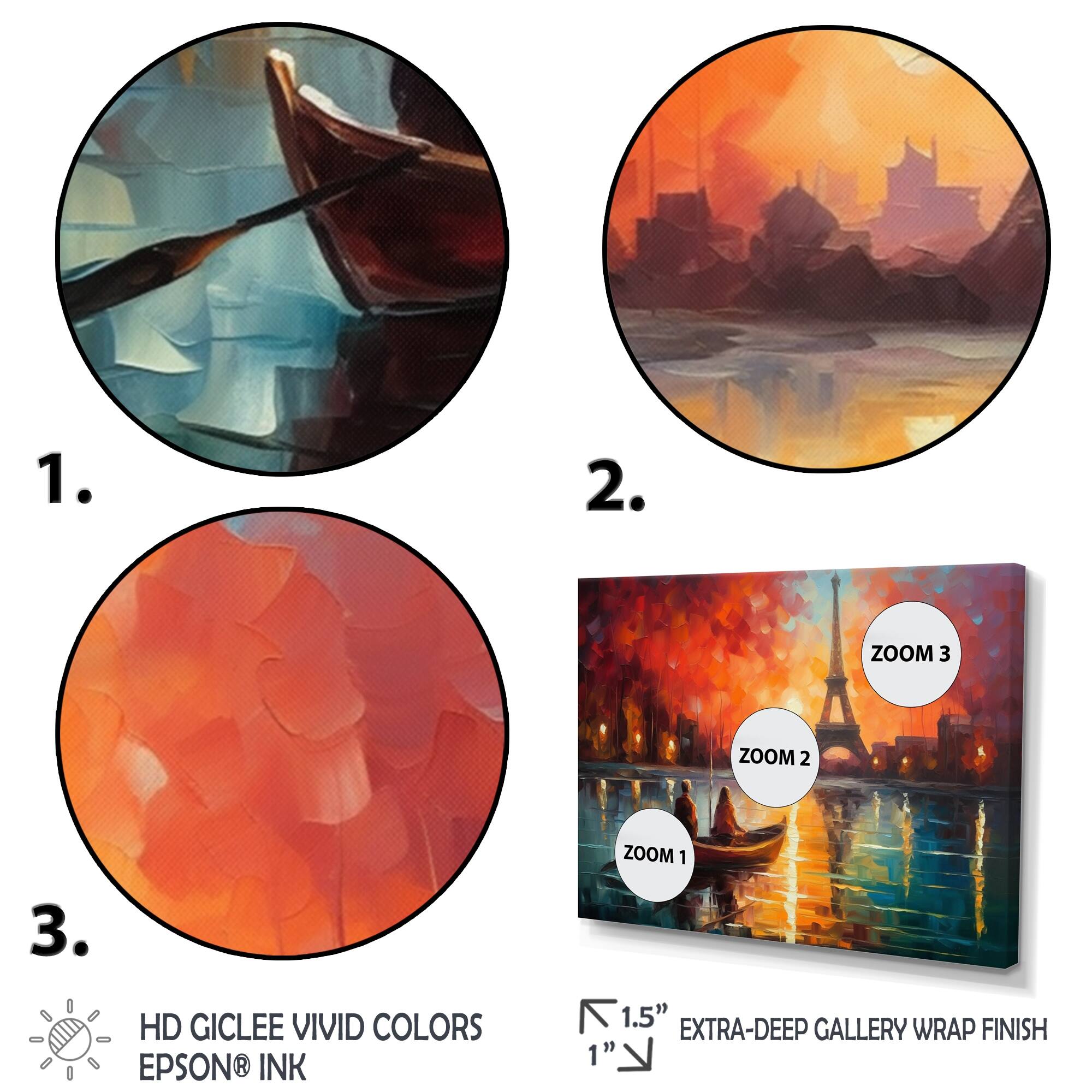 Designart "Romantic Evening On The Water I" Romantic Framed Wall Art